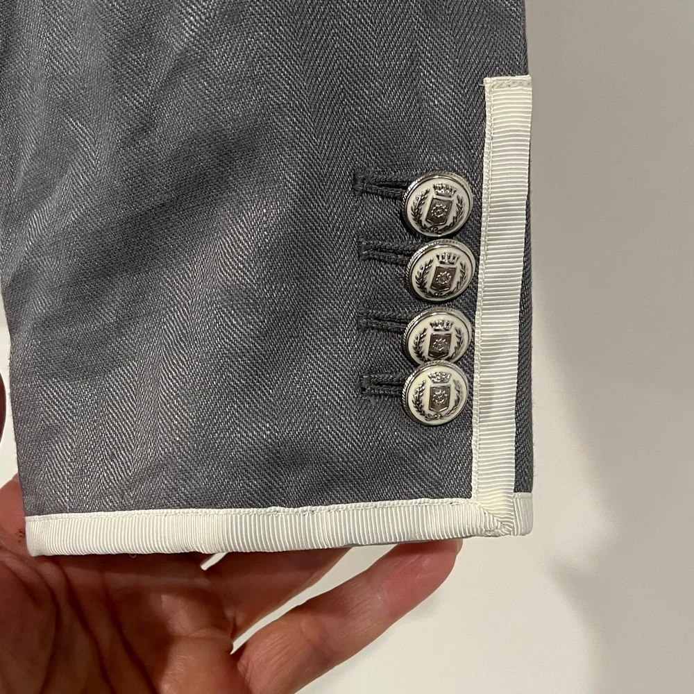 J. Crew Factory Gray Blazer with White Trim - Picture 5 of 5